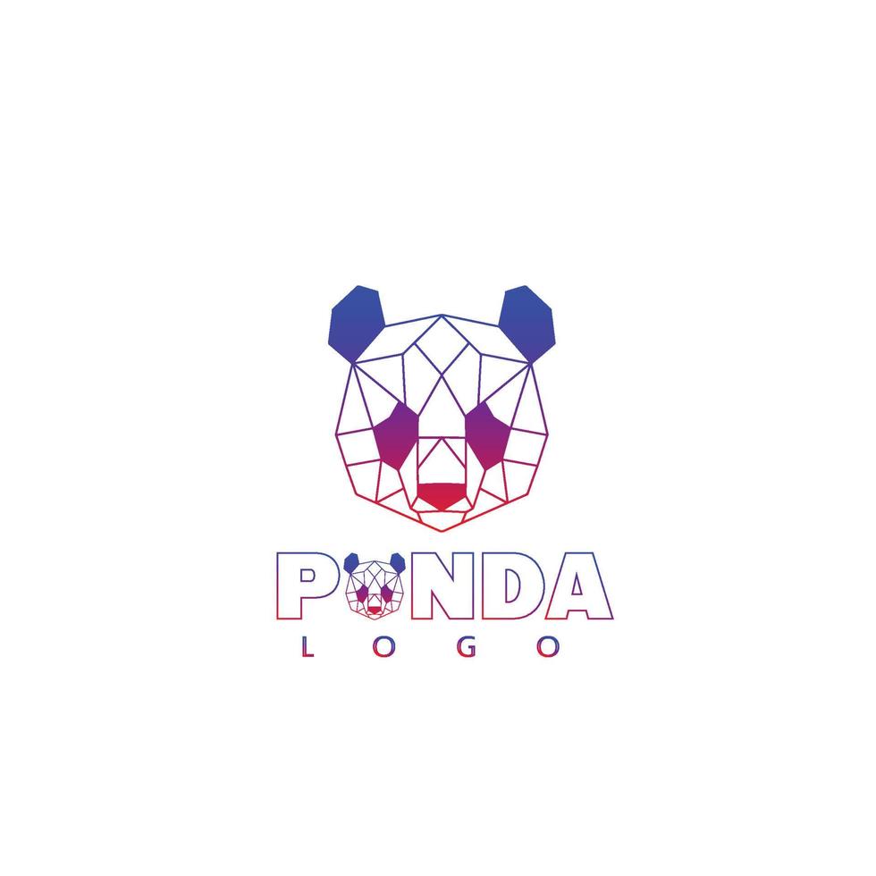 estilo de arte de línea geométrica de la ilustración de vector de diseño de logotipo de panda