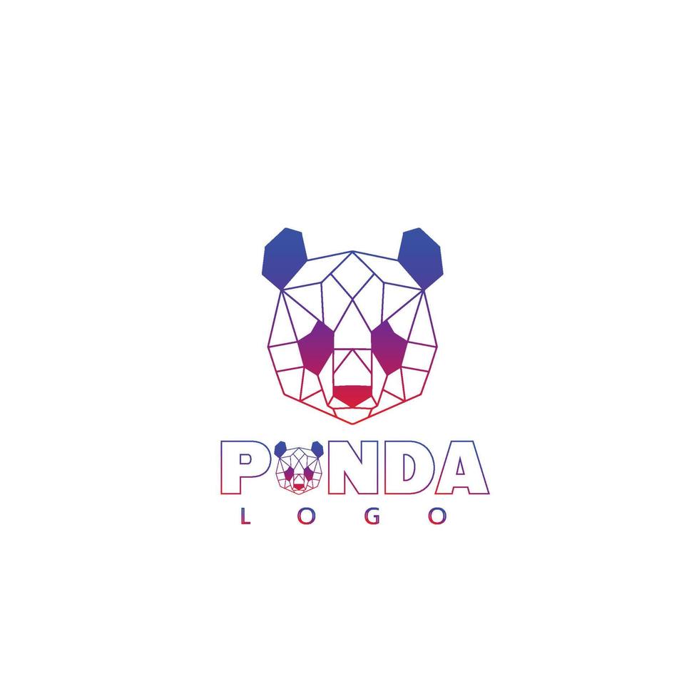 Geometric Line Art Style of Panda logo design vector illustration