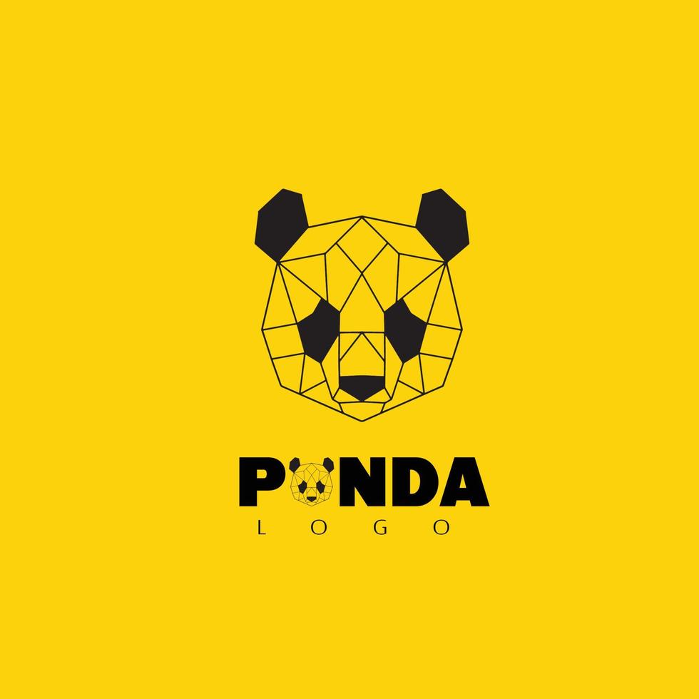 estilo de arte de línea geométrica de la ilustración de vector de diseño de logotipo de panda