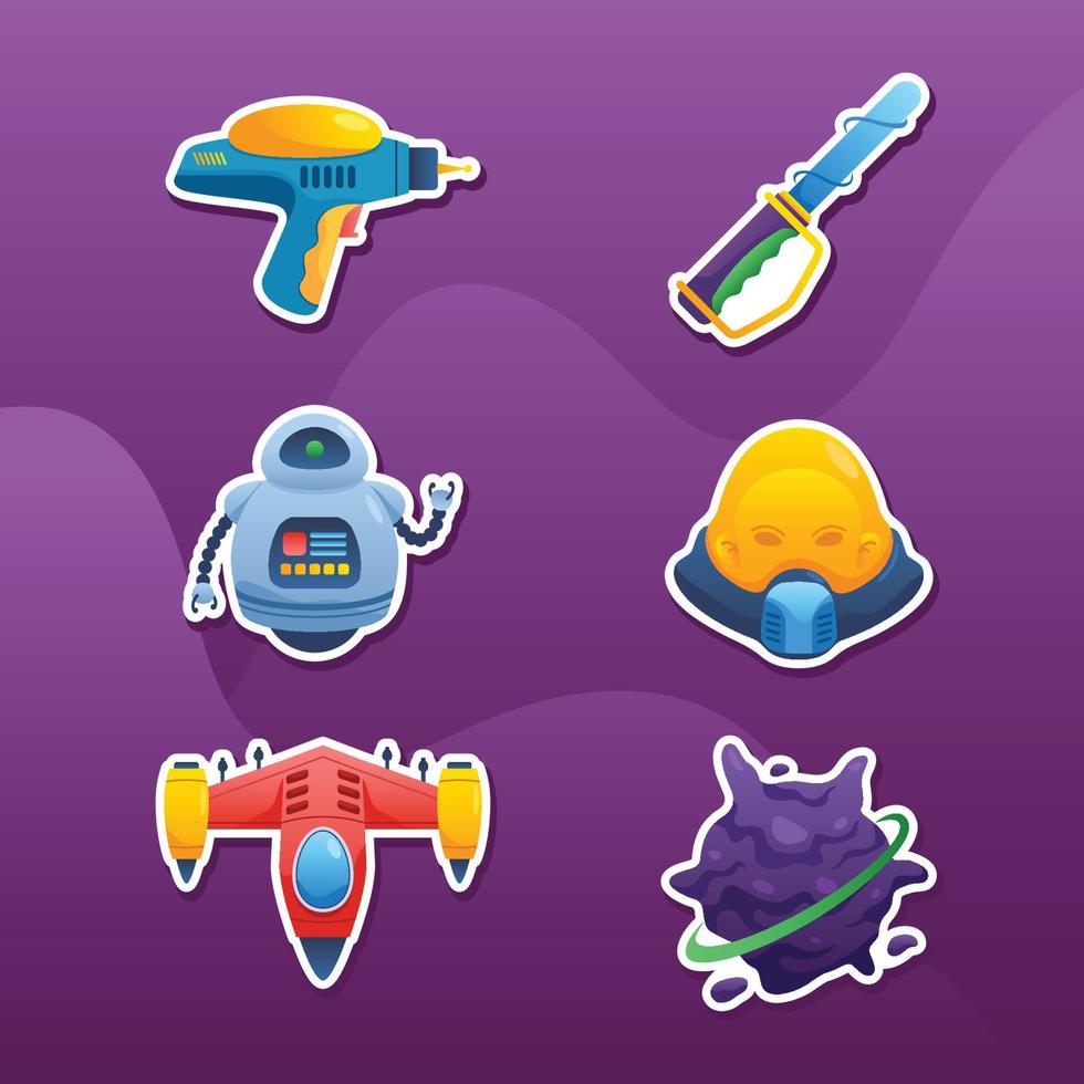 Outer Space Explorer Sticker Set vector