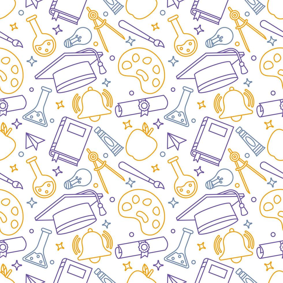 School Supplies Seamless Pattern Background vector