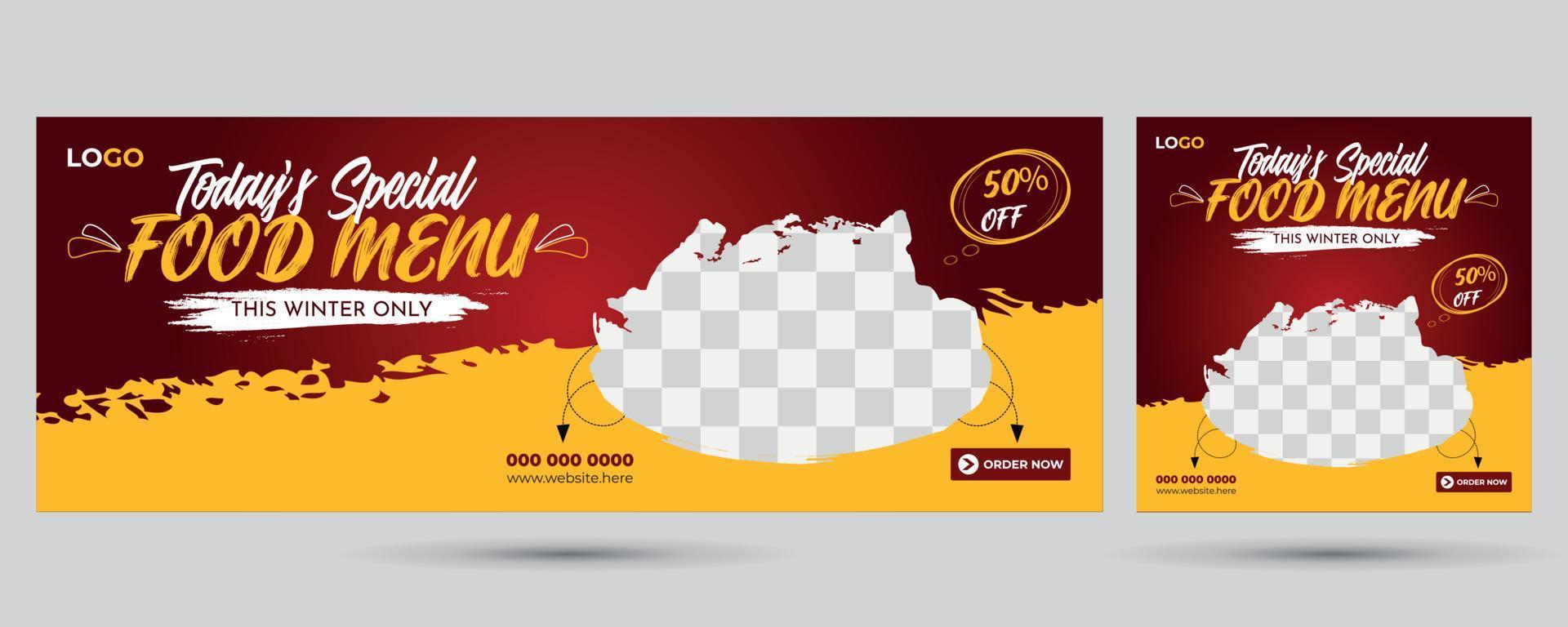 Food Social media Cover and post design vector template