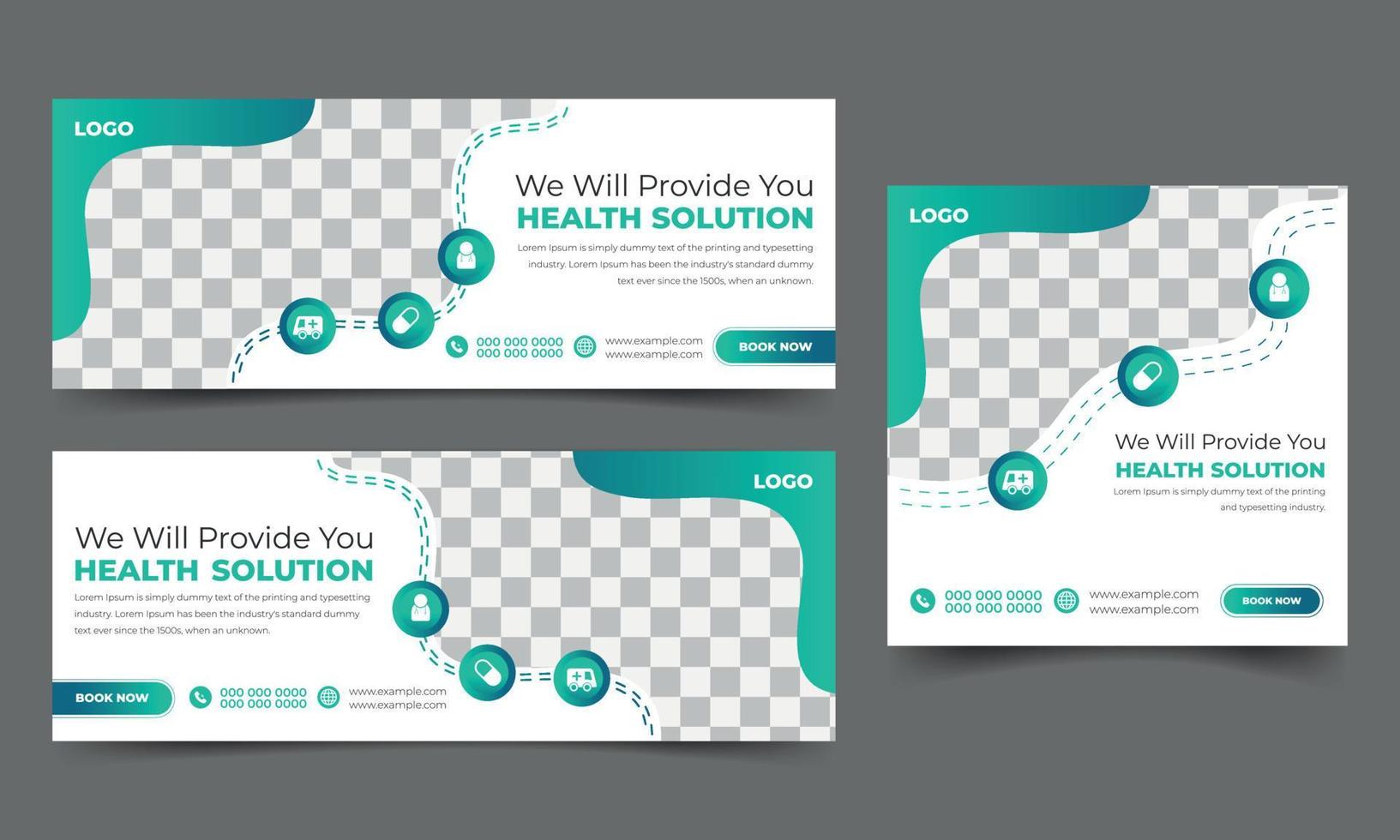 Medical Health Cover and Social Media Post Design Template vector