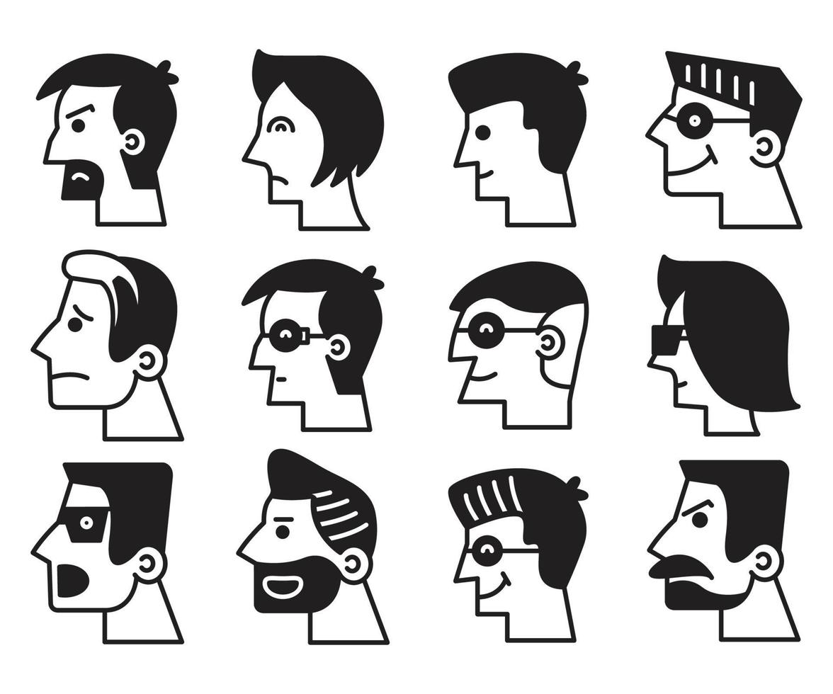 ilustración de avatares de rostro masculino y femenino vector