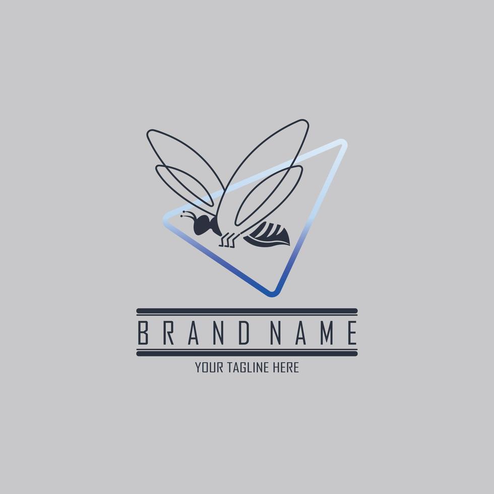flying bee logo triangle design template for brand or company and other vector