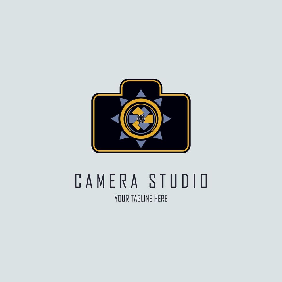 Camera lens studio logo design template for brand or company and other vector
