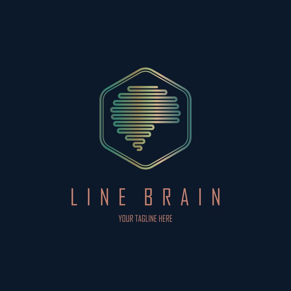 brain line style outline monogram logo template design for brand or company and other vector