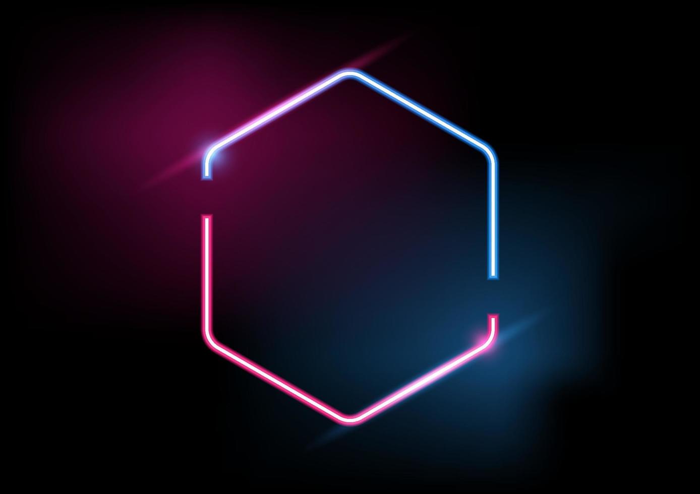 Abstract geometric hexagon frame border light neon Effect, vector, illustration. vector