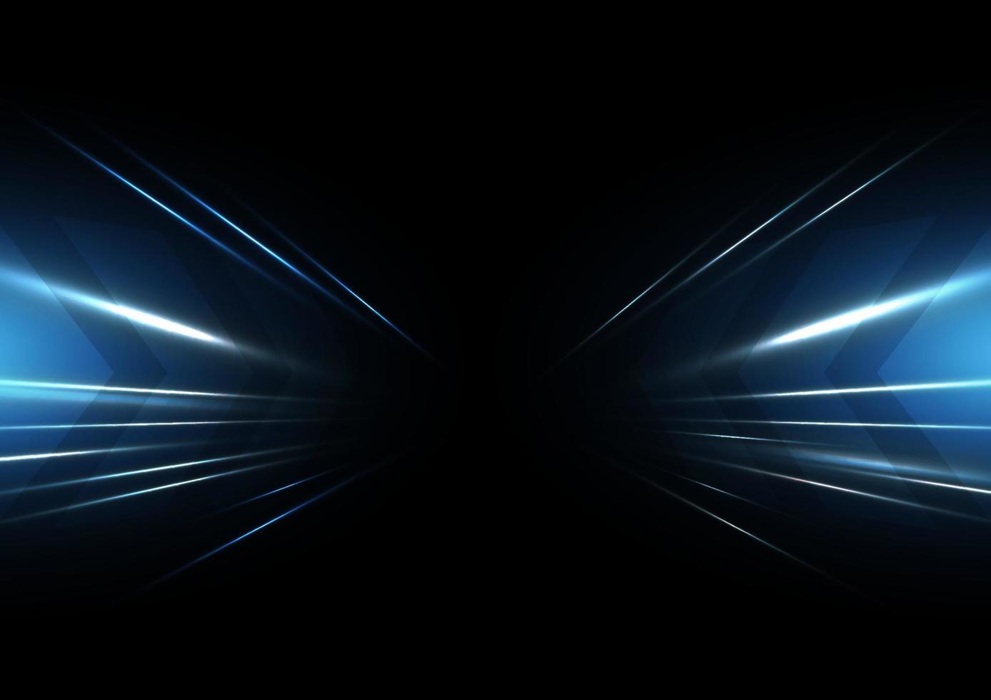 Abstract blue speed light effect on black background vector illustration.