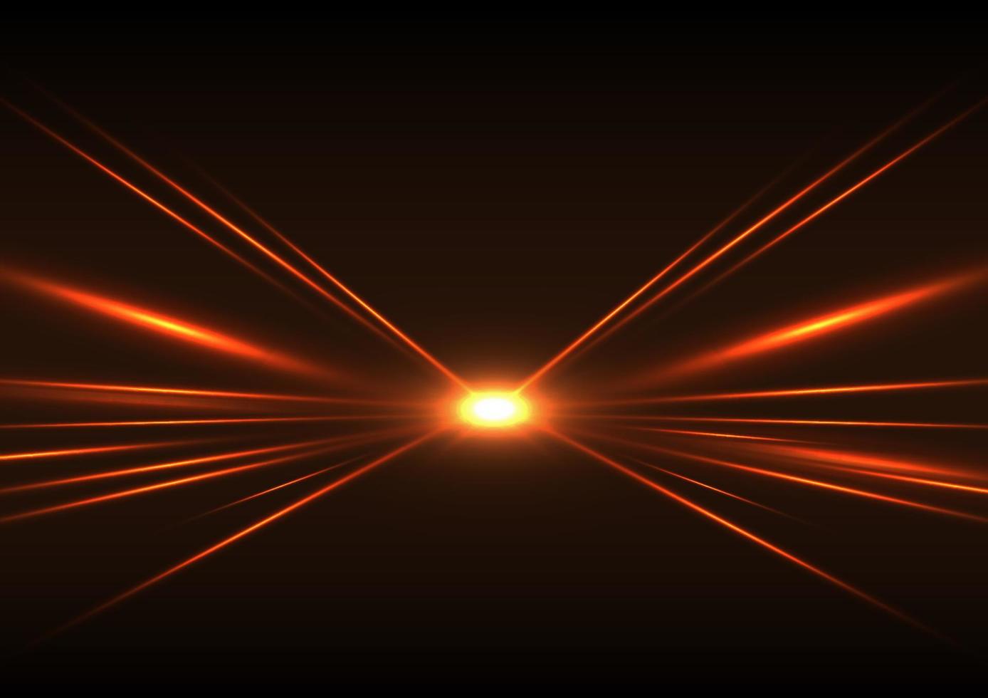 efecto de luz de velocidad dorada abstracta en la ilustración de vector de fondo negro.