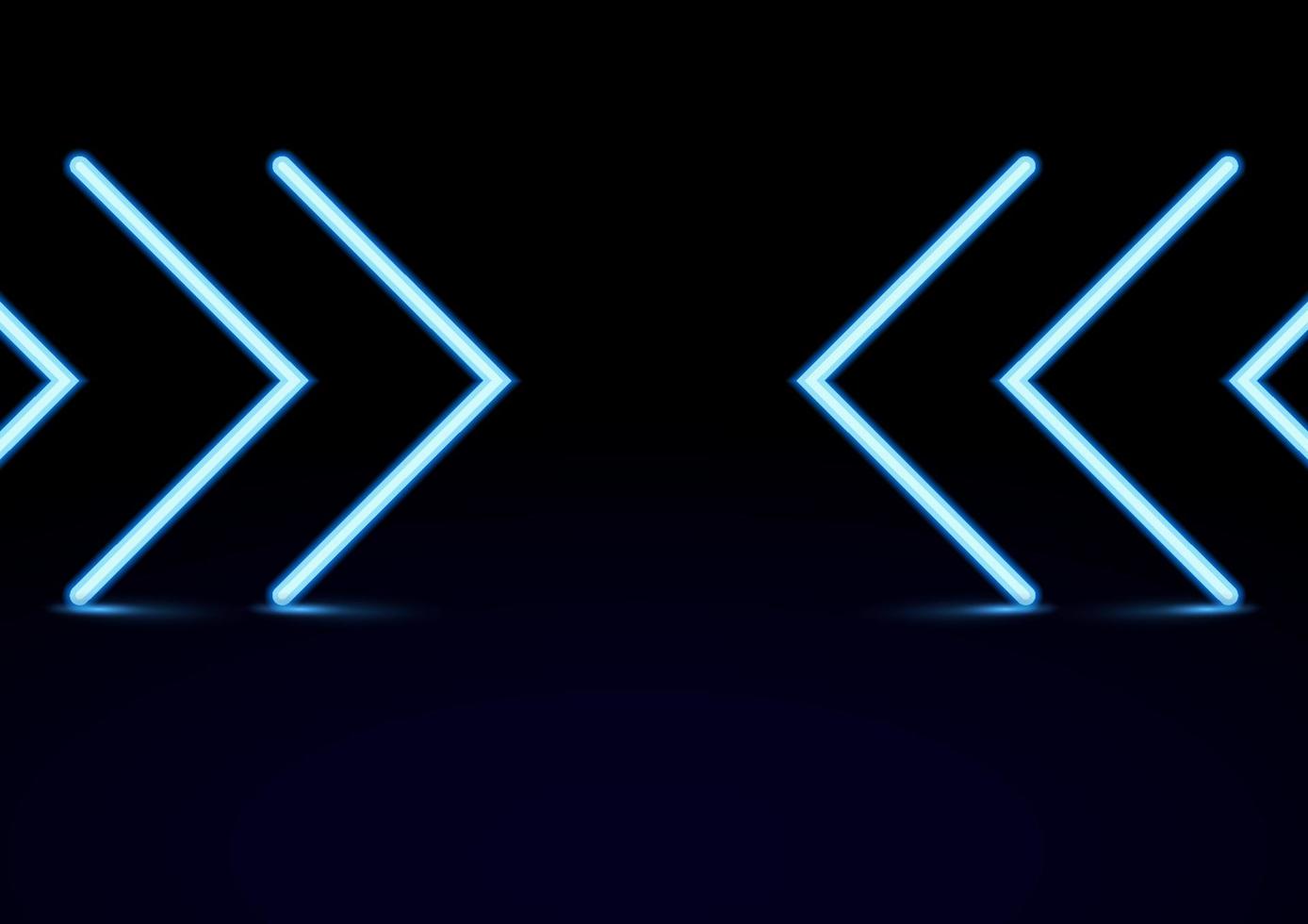 Abstract blue neon light arrow effect background, vector illustration.