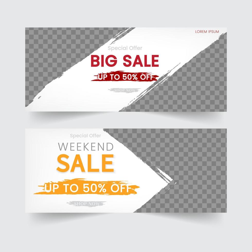 Set of sale banners mockup design for website and social media. Vector illustration.