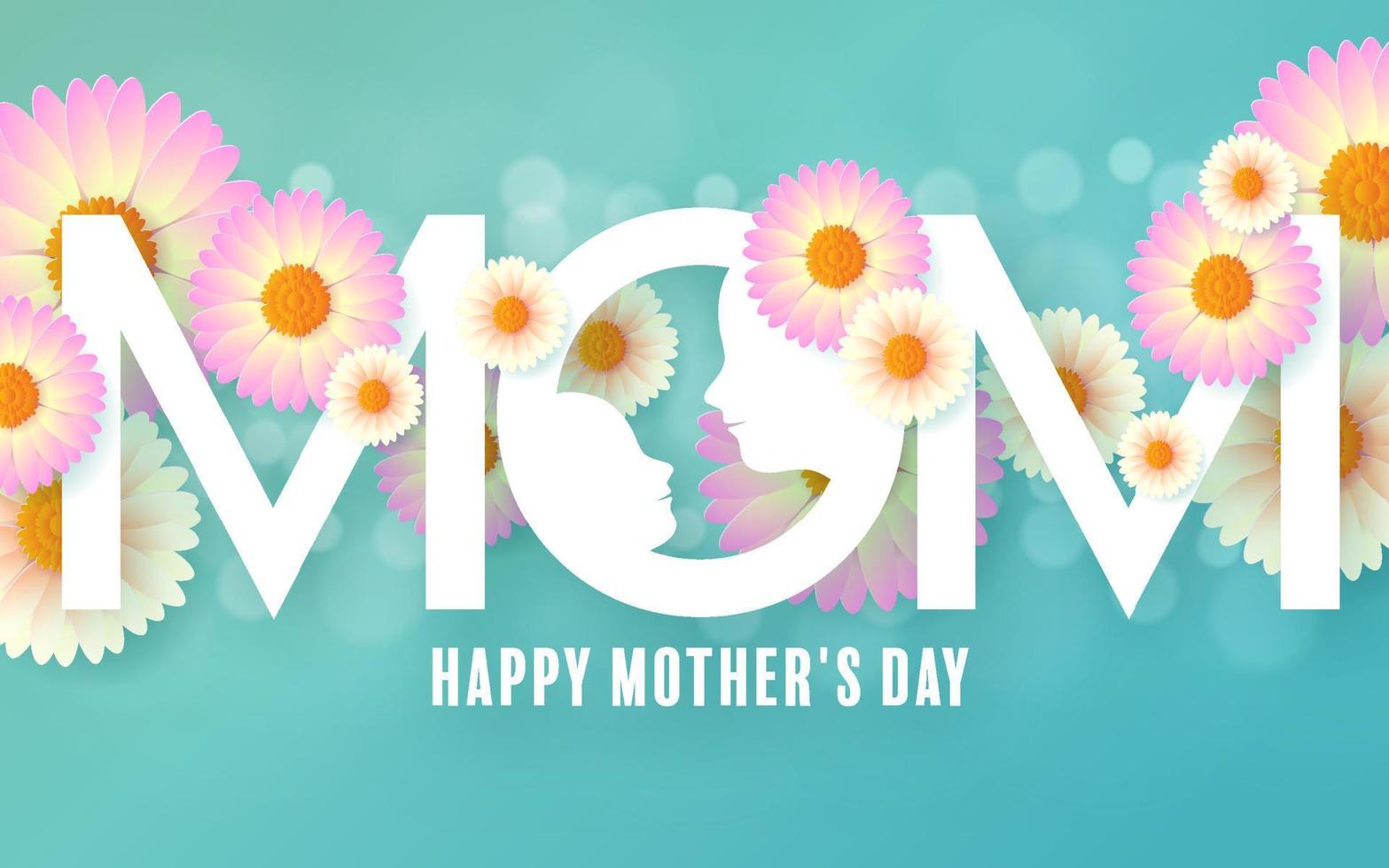 Happy Mother Day with flower vector