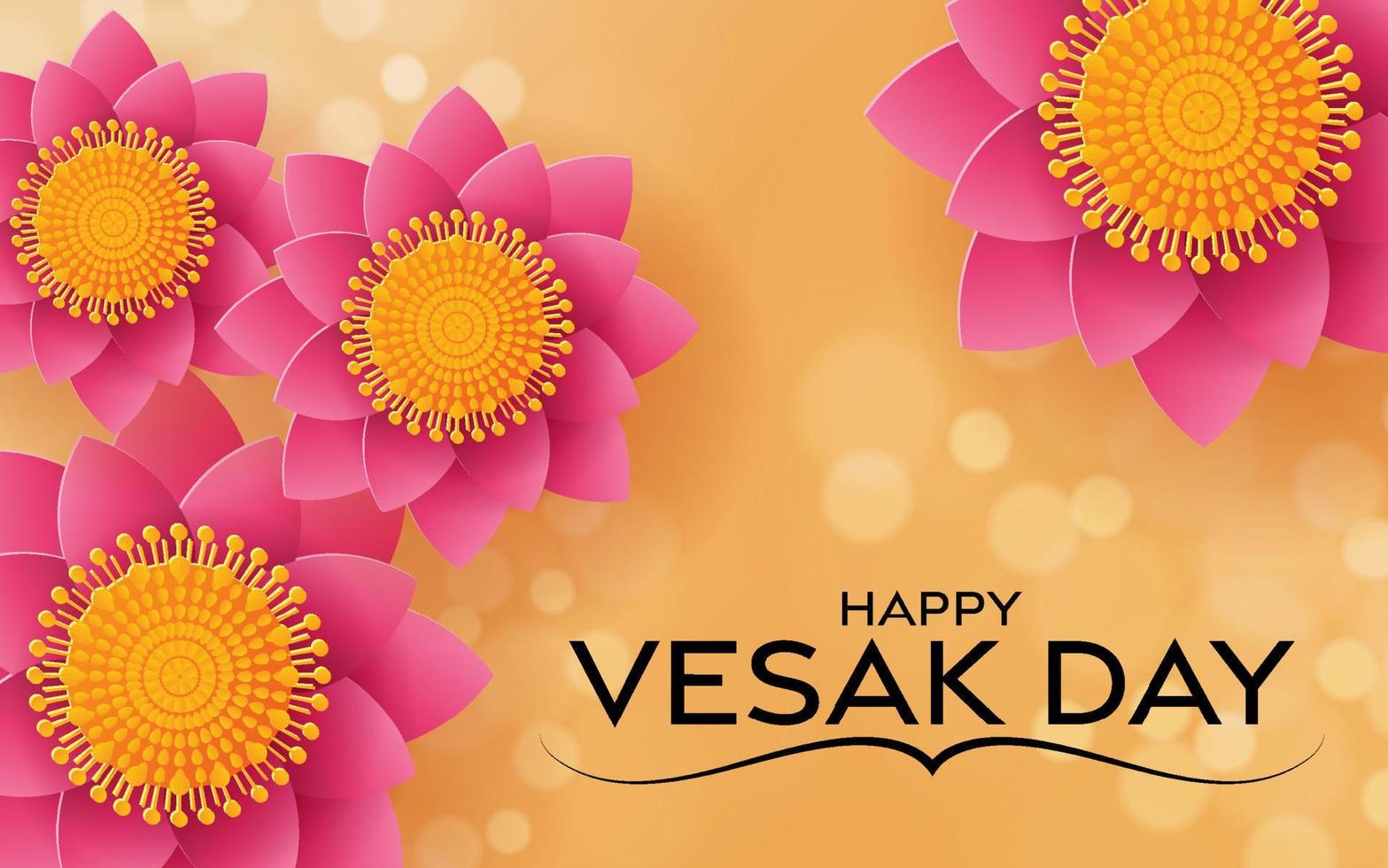 Happy Vesak Day Wishes Cards With Lotus Flowers. vector