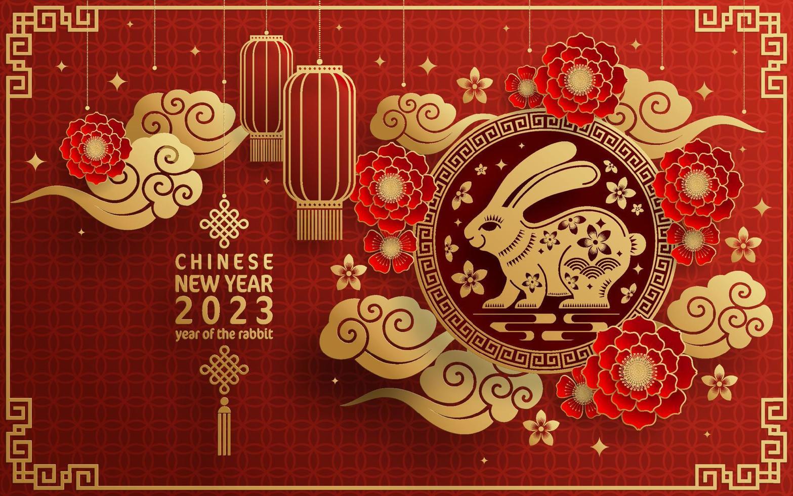 Happy chinese new year 2023 year of the rabbit vector