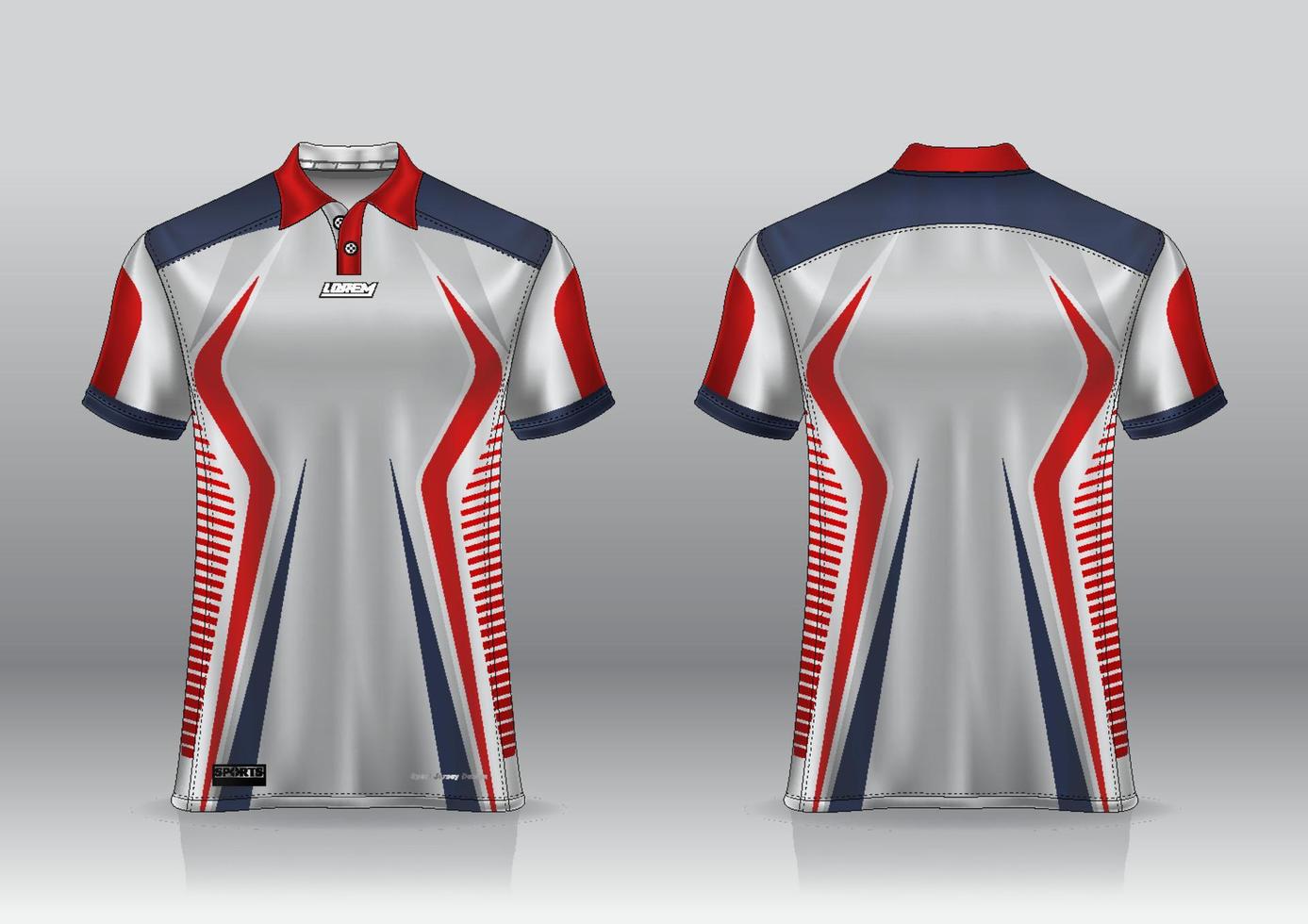 Diseño de uniforme de camisa de polo, se puede utilizar para bádminton, golf en la vista frontal, vista posterior. vector de maqueta de jersey, diseño premium muy simple y fácil de personalizar