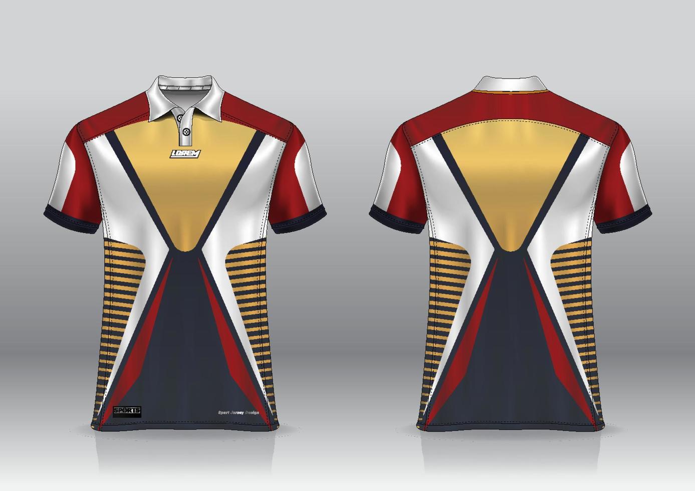 Diseño de uniforme de camisa de polo, se puede utilizar para bádminton, golf en la vista frontal, vista posterior. vector de maqueta de jersey, diseño premium muy simple y fácil de personalizar