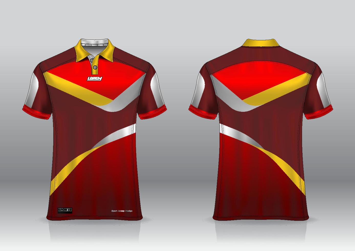 Diseño de uniforme de camisa de polo, se puede utilizar para bádminton, golf en la vista frontal, vista posterior. vector de maqueta de jersey, diseño premium muy simple y fácil de personalizar