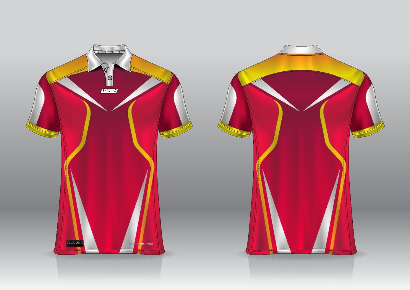 Diseño de uniforme de camisa de polo, se puede utilizar para bádminton, golf en la vista frontal, vista posterior. vector de maqueta de jersey, diseño premium muy simple y fácil de personalizar