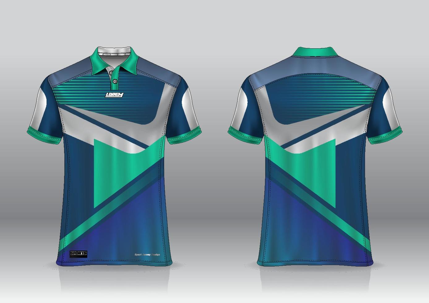 Diseño de uniforme de camisa de polo, se puede utilizar para bádminton, golf en la vista frontal, vista posterior. vector de maqueta de jersey, diseño premium muy simple y fácil de personalizar