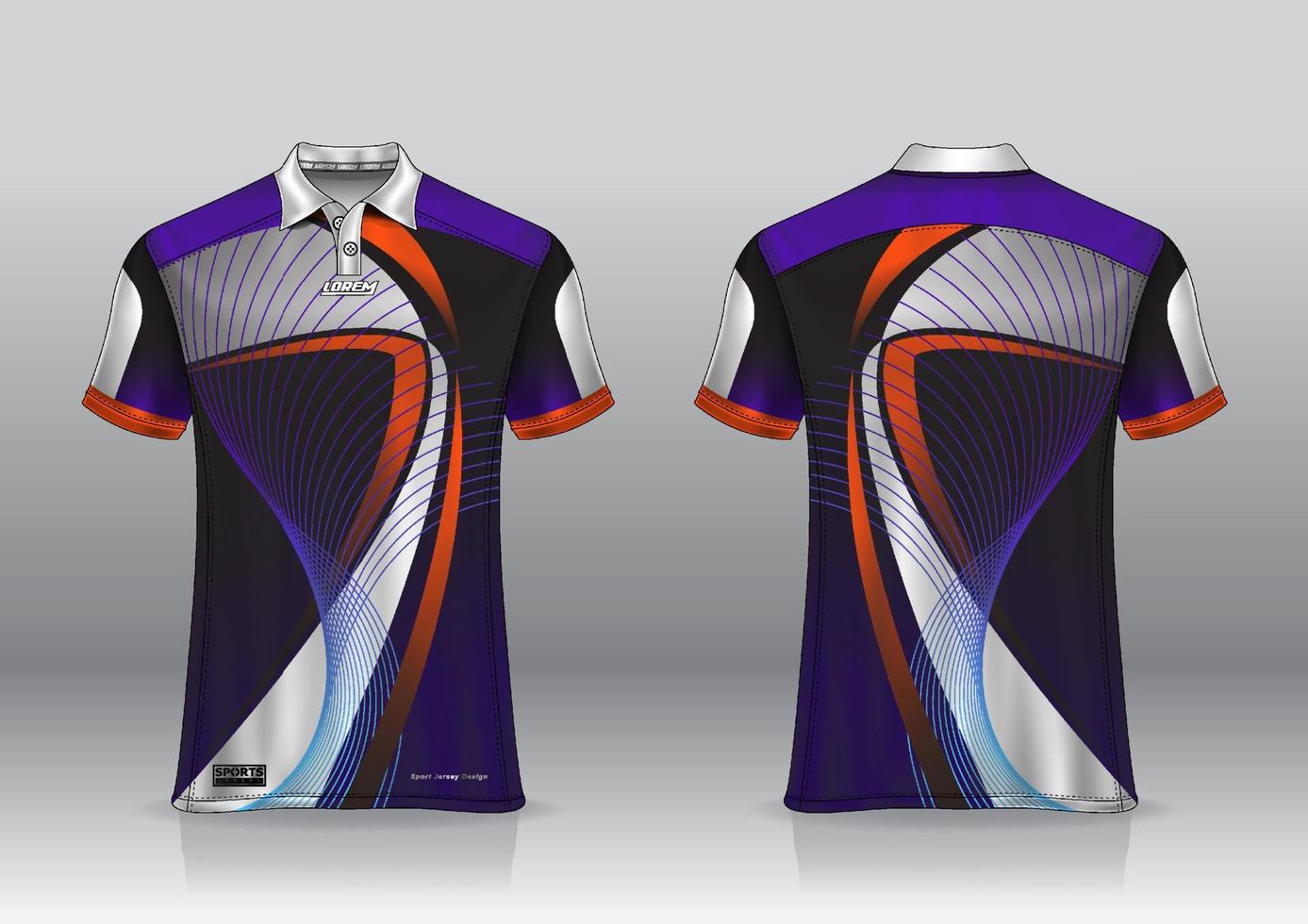 Diseño de uniforme de camisa de polo, se puede utilizar para bádminton, golf en la vista frontal, vista posterior. vector de maqueta de jersey, diseño premium muy simple y fácil de personalizar