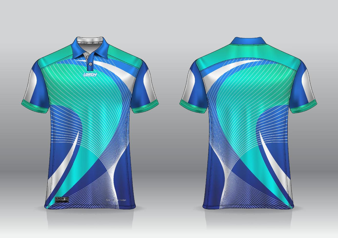 Diseño de uniforme de camisa de polo, se puede utilizar para bádminton, golf en la vista frontal, vista posterior. vector de maqueta de jersey, diseño premium muy simple y fácil de personalizar