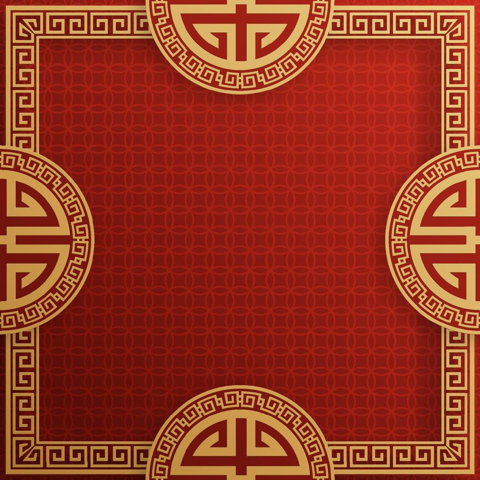 Chinese frame background red and gold color with asian elements. vector