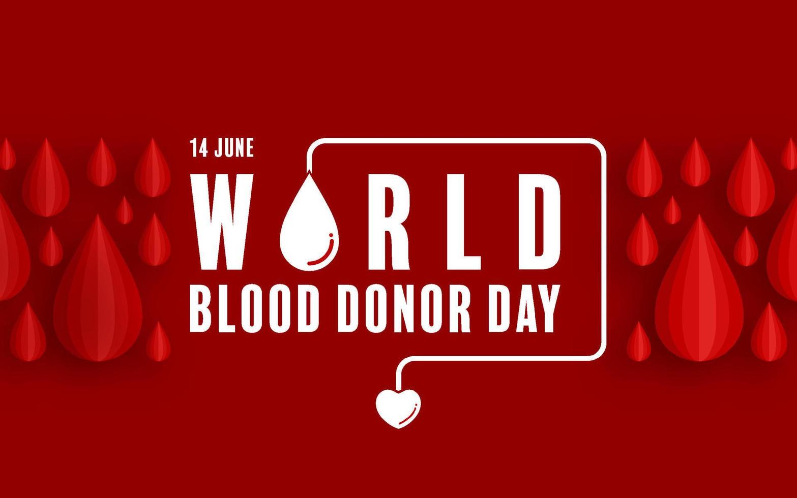 World Blood Donor Day, June 14th with blood bag transferring blood concept paper cut. vector