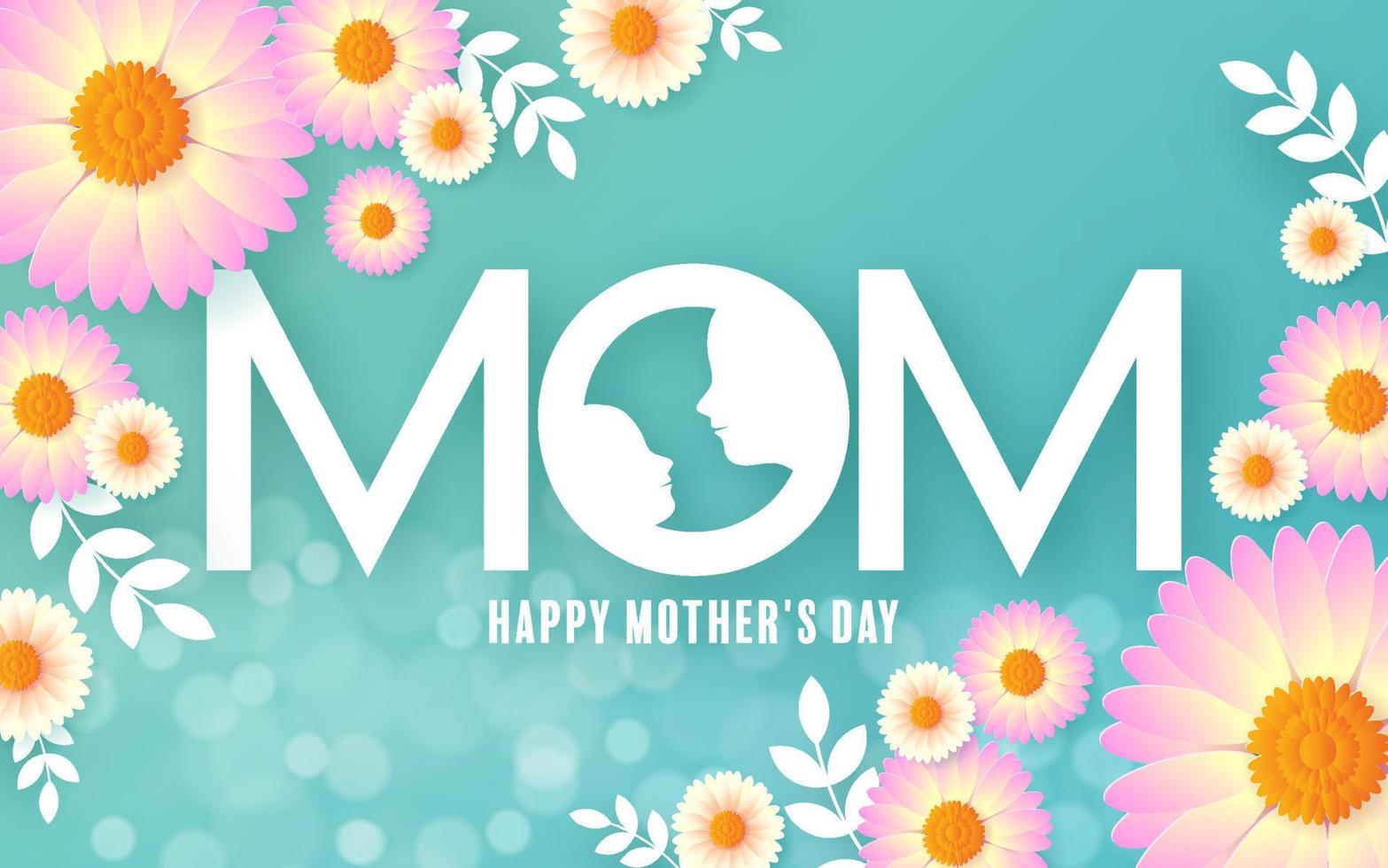 Happy Mother Day with flower vector