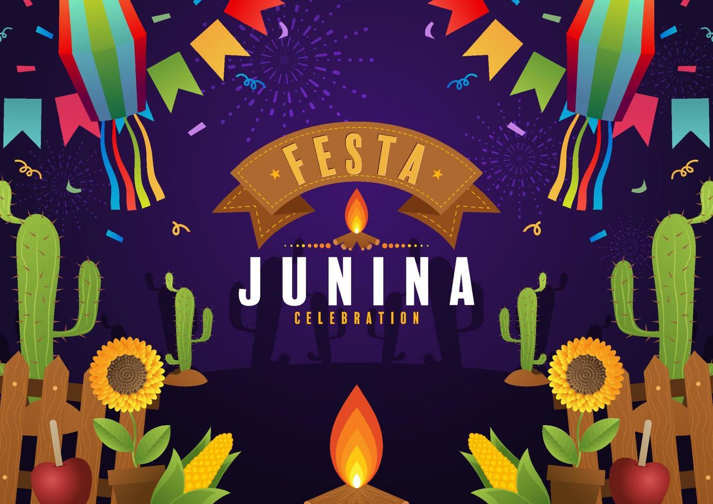 cartel de festa junina festival de junio. vector