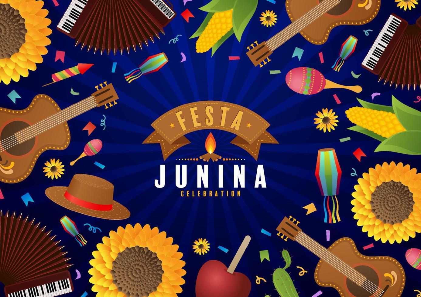 cartel de festa junina festival de junio. vector