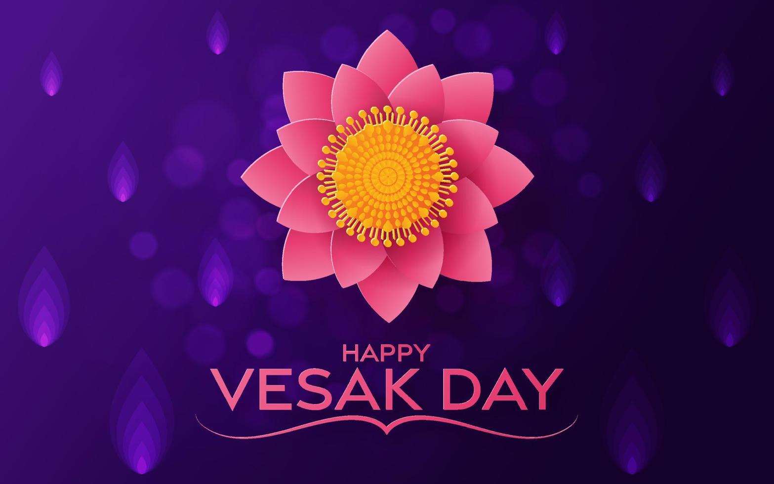 feliz día de vesak desea tarjetas con flores de loto. vector