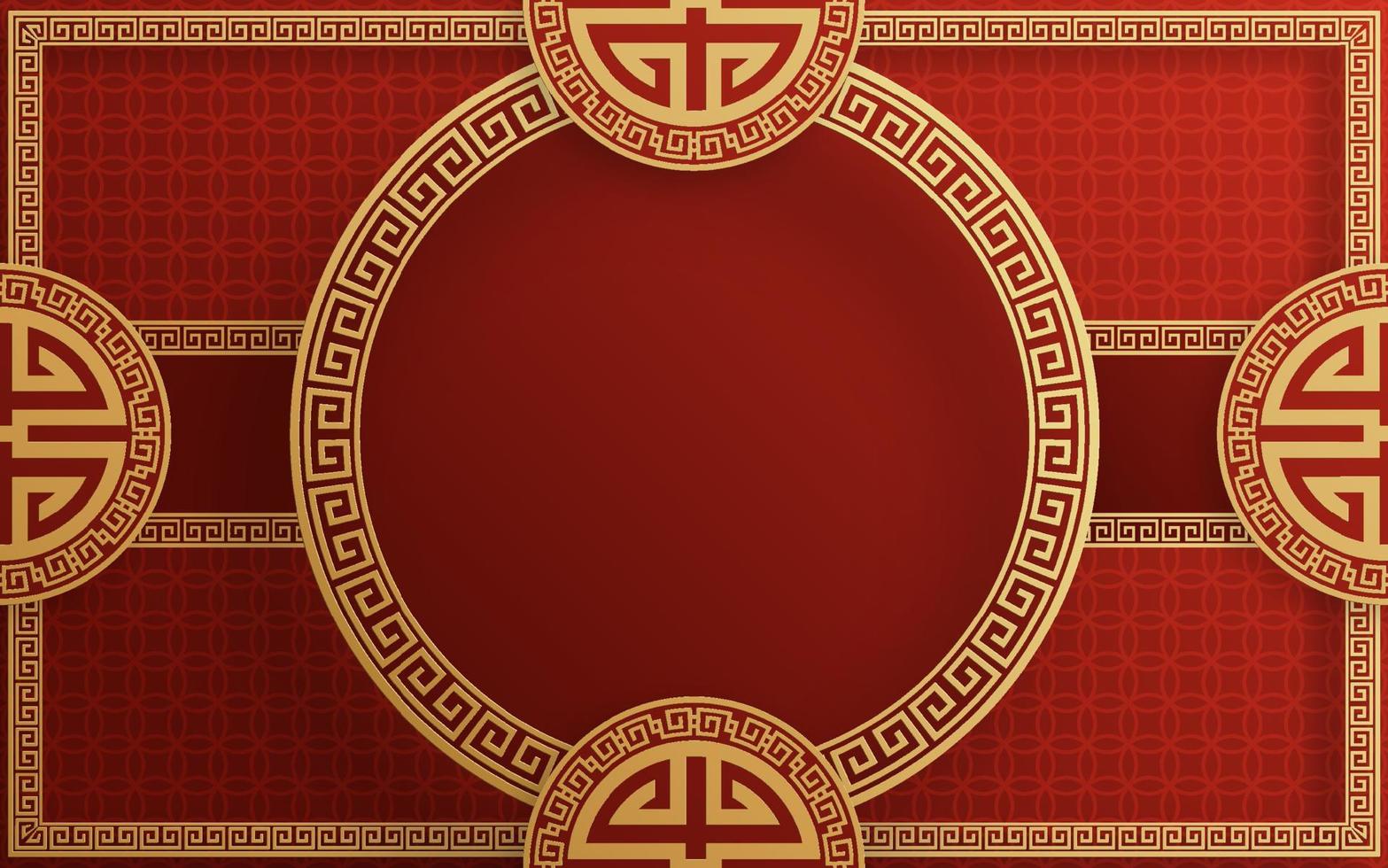 Chinese frame background red and gold color with asian elements. vector