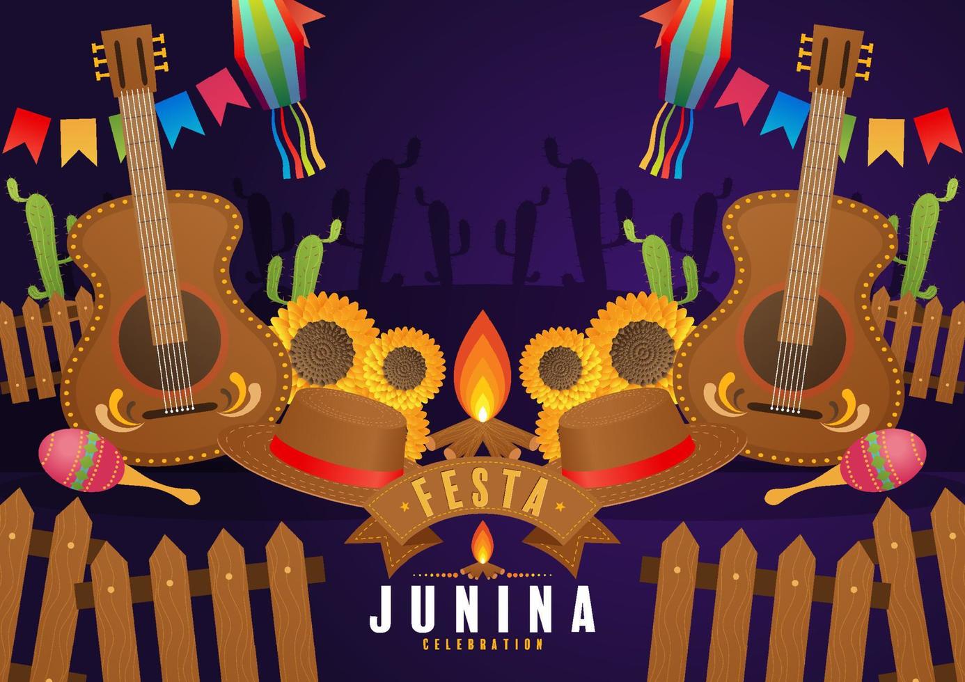 cartel de festa junina festival de junio. vector