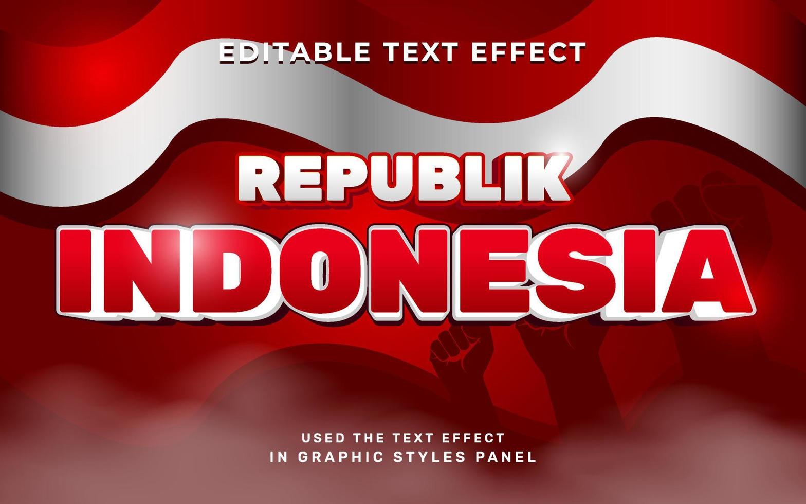 efecto de texto de la república de indonesia vector