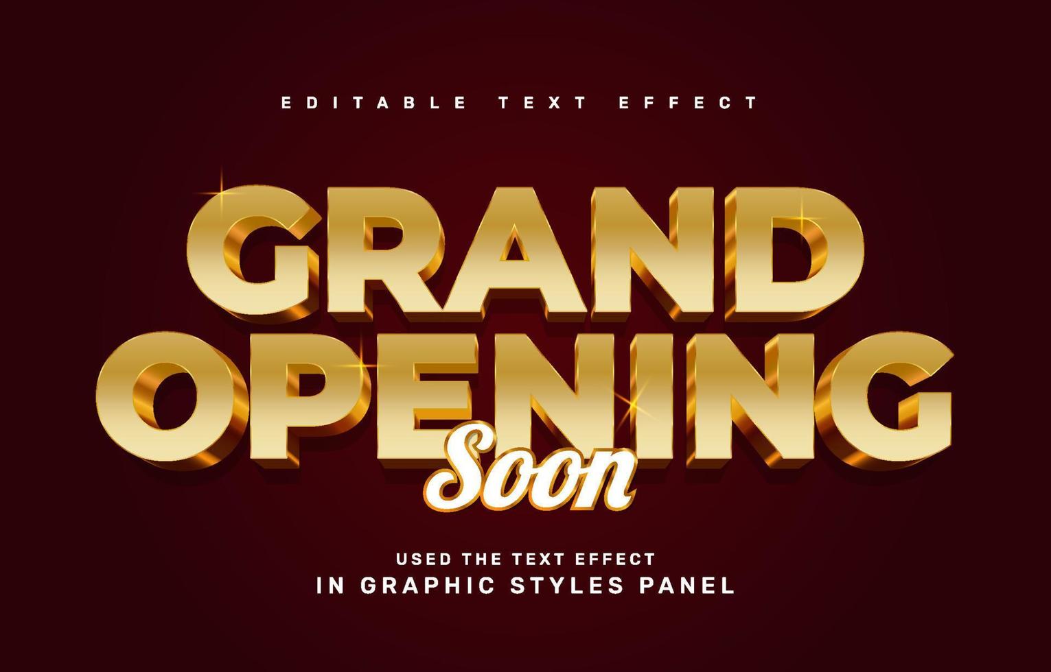Gold Grand Opening text effect vector