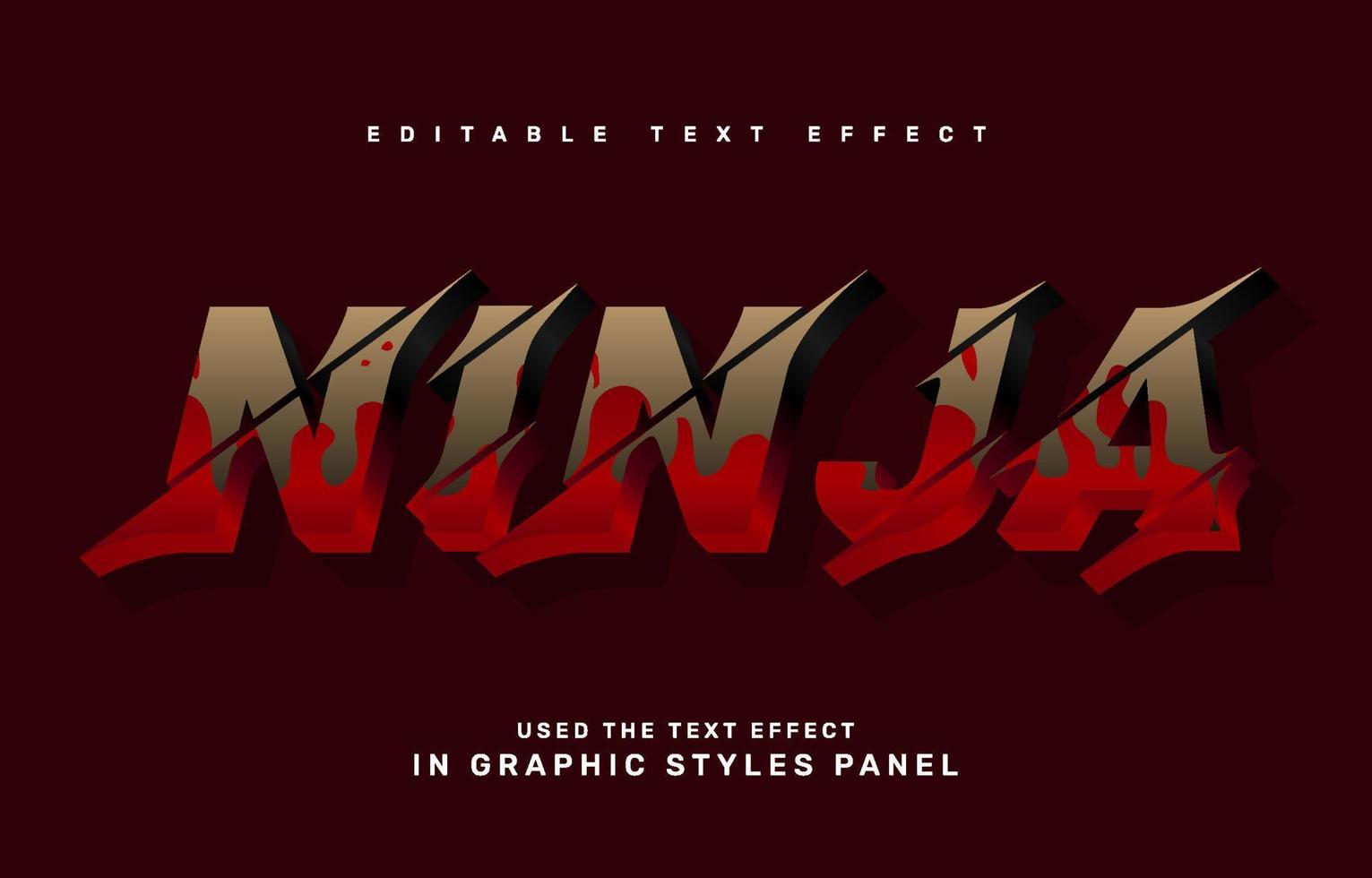 Ninja editable text effect template vector