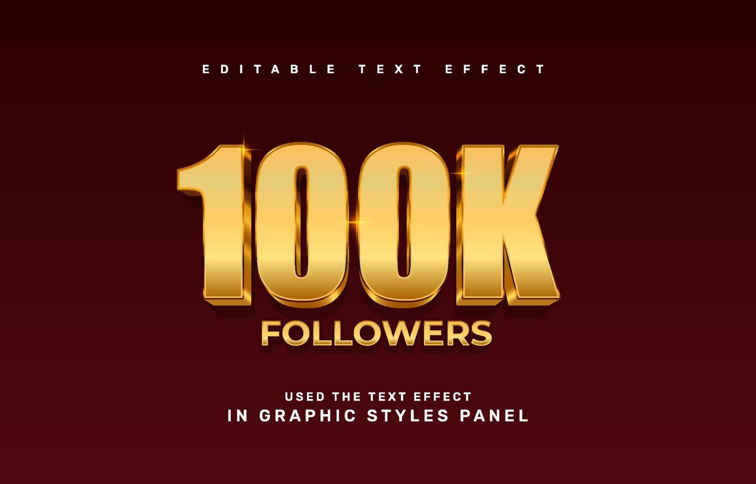 Gold 100K celebration text effect template vector