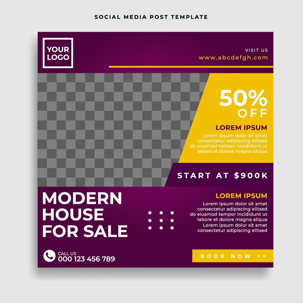 Real estate social media post or square web banner advertising template vector