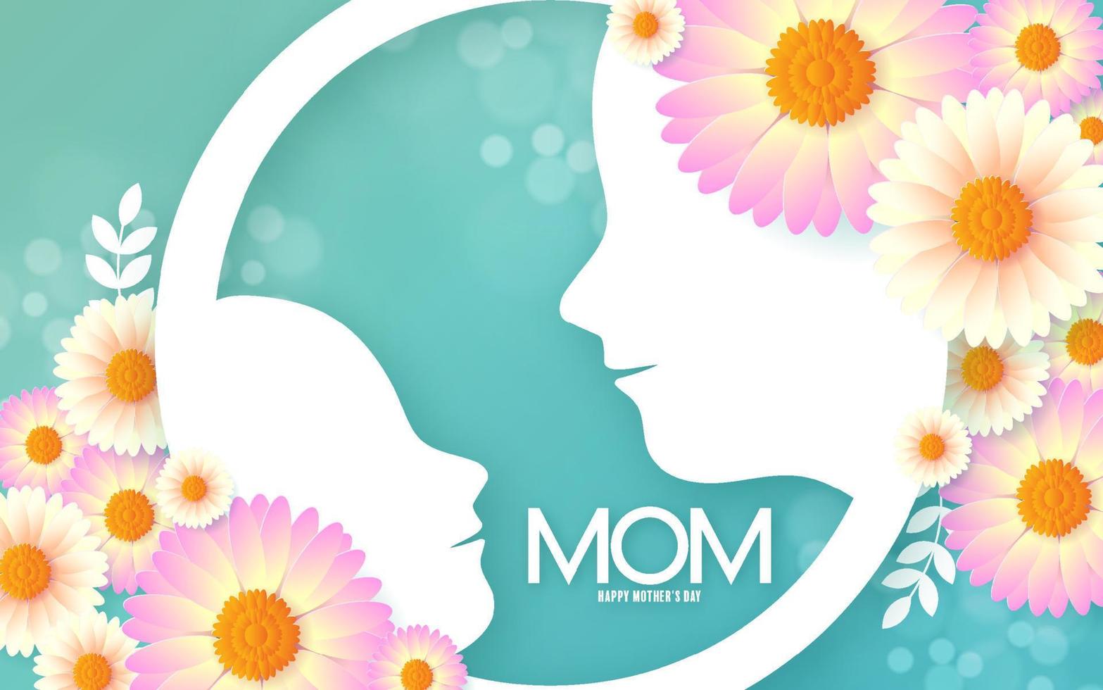 Happy Mother Day with flower vector