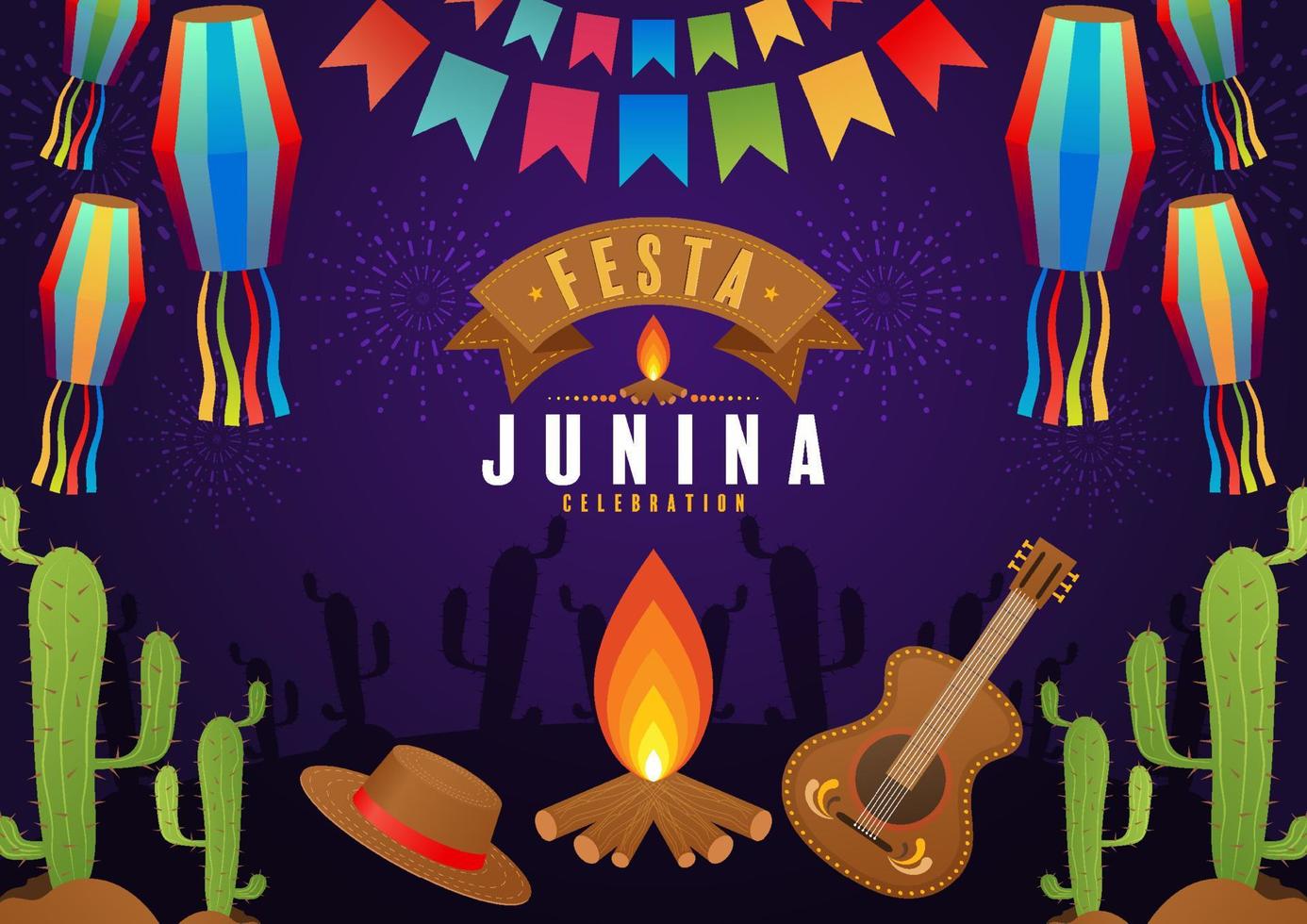 cartel de festa junina festival de junio. vector