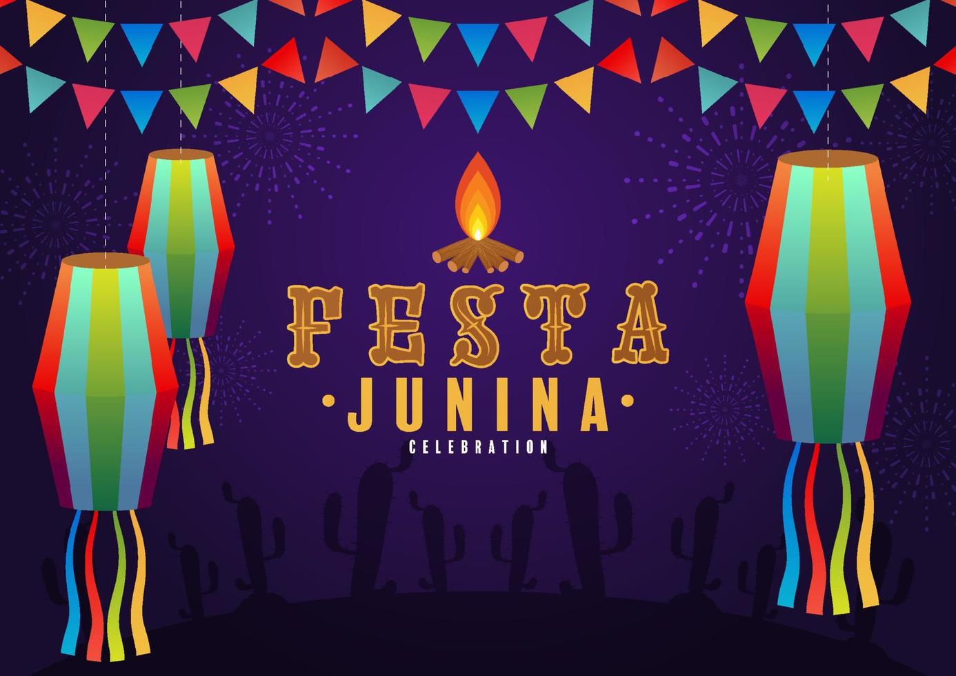 cartel de festa junina festival de junio. vector