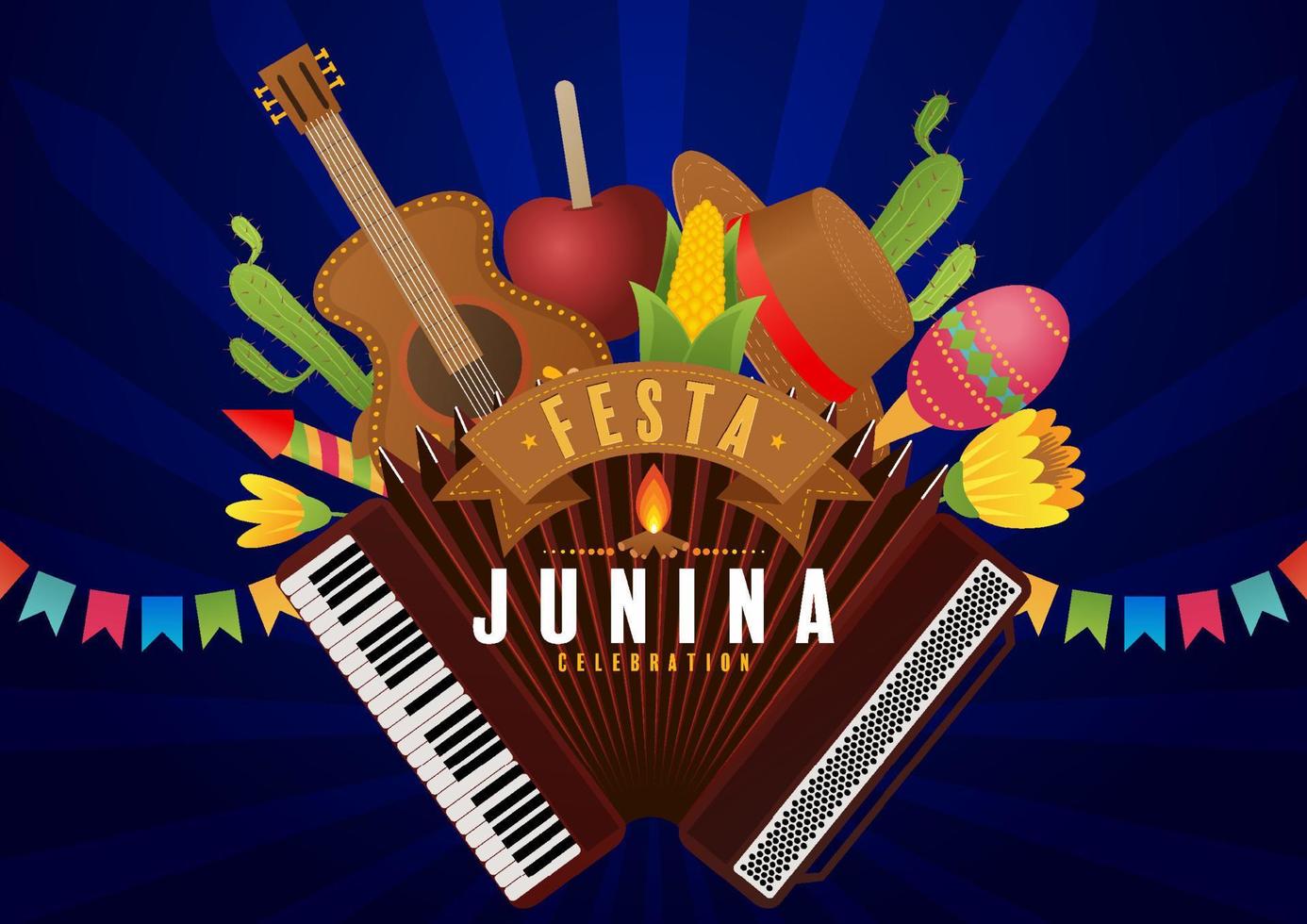 cartel de festa junina festival de junio. vector