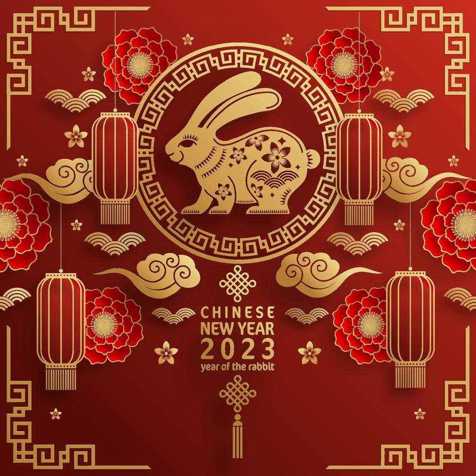 Happy chinese new year 2023 year of the rabbit vector