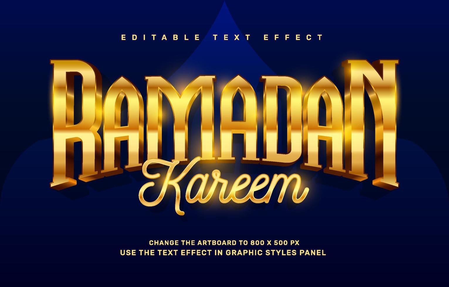 plantilla de efecto de texto editable ramadan kareem dorado vector
