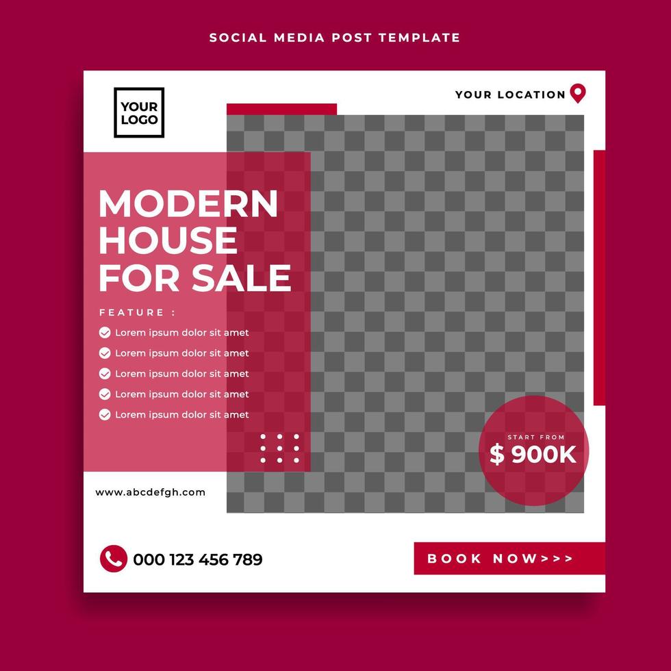 Real estate social media post or square web banner advertising template vector