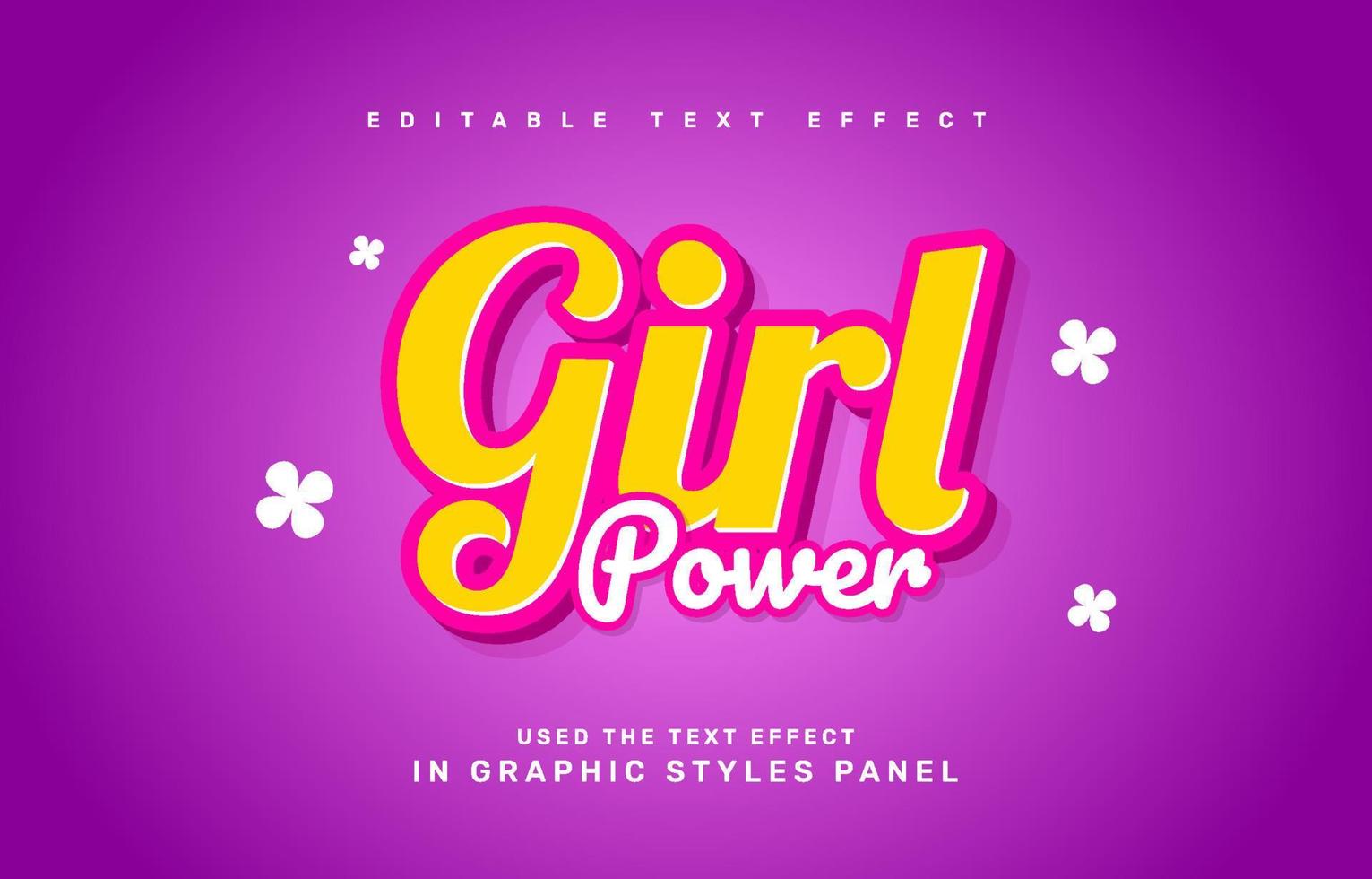 Girl power editable text effect template vector