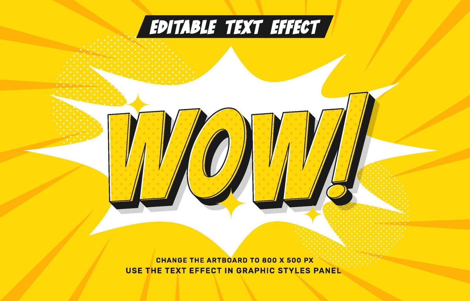 plantilla de efecto de texto editable wow comic vector