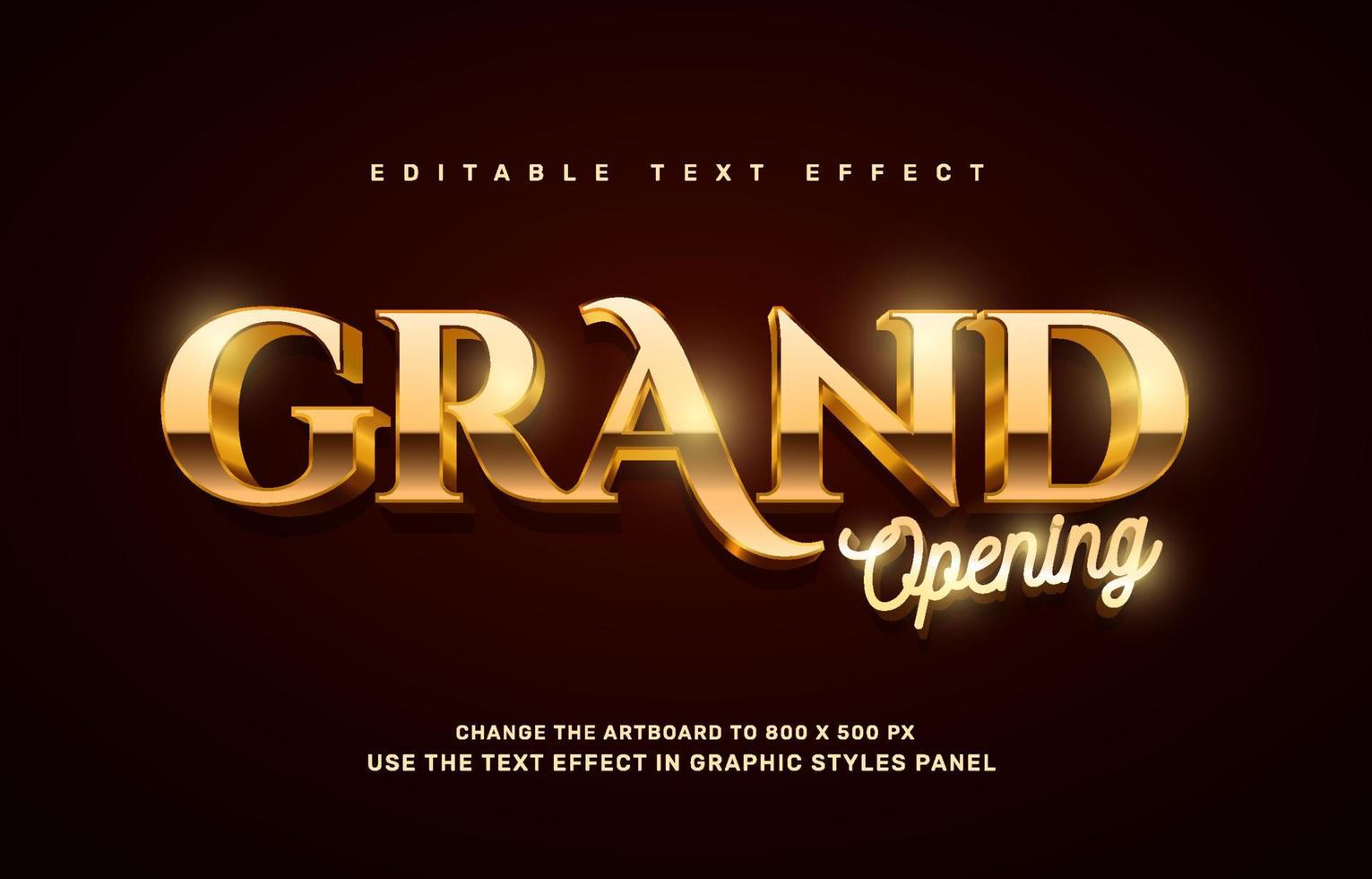 Gold Grand Opening text effect vector