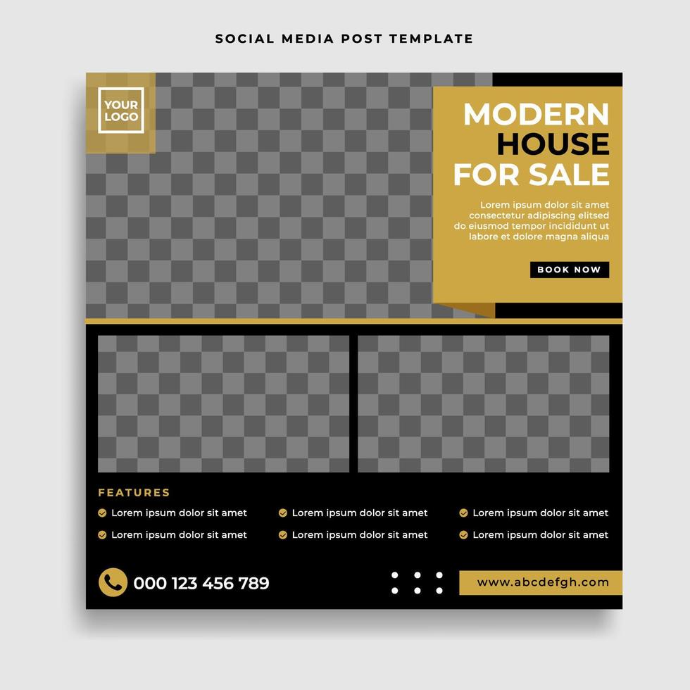 Real estate social media post or square web banner advertising template vector